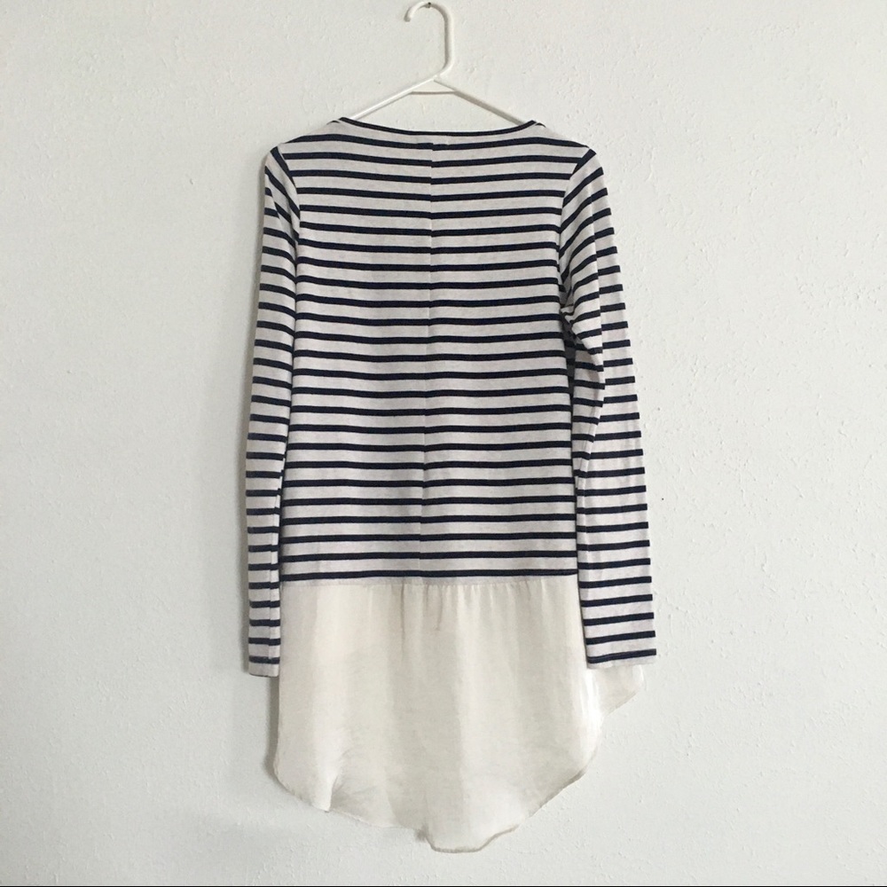 Anthropologie Lili’s Closet Striped Silky Satin Hem Long Sleeve Tunic Shirt - Picture 4 of 6